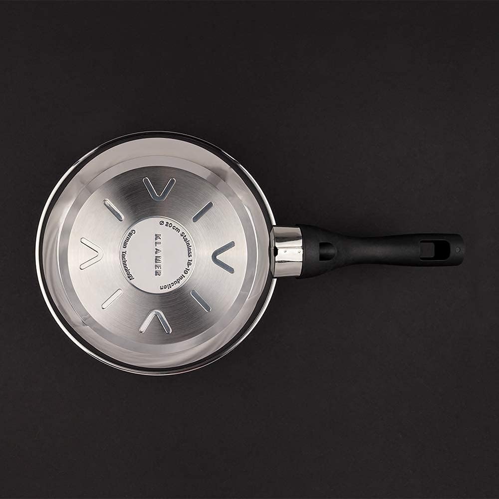 Profi Edelstahl-Bratpfanne 20cm von hoher Qualität mit Antihaftbeschichtung und Aluminiumkern.