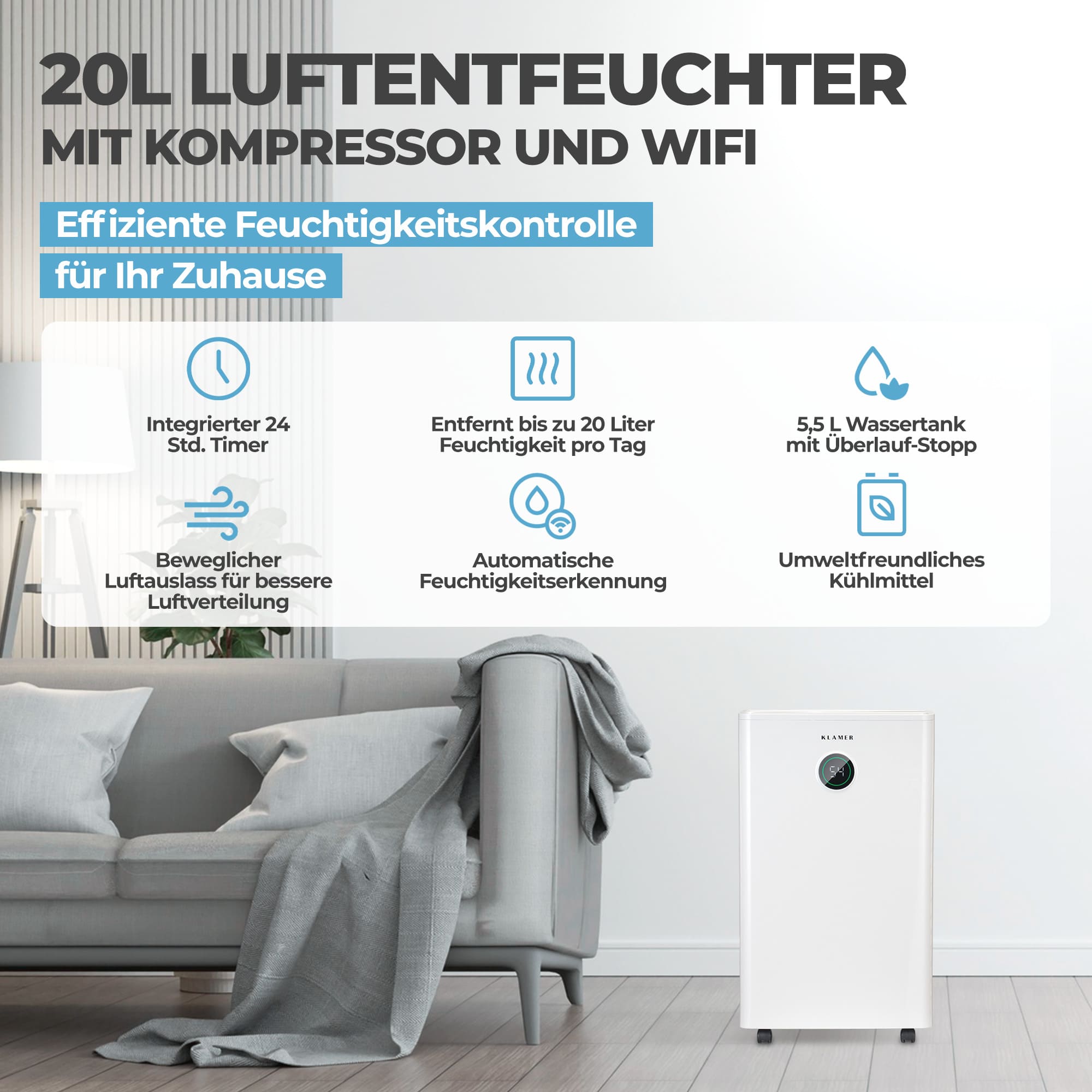 Luftentfeuchter 20/25L Wifi