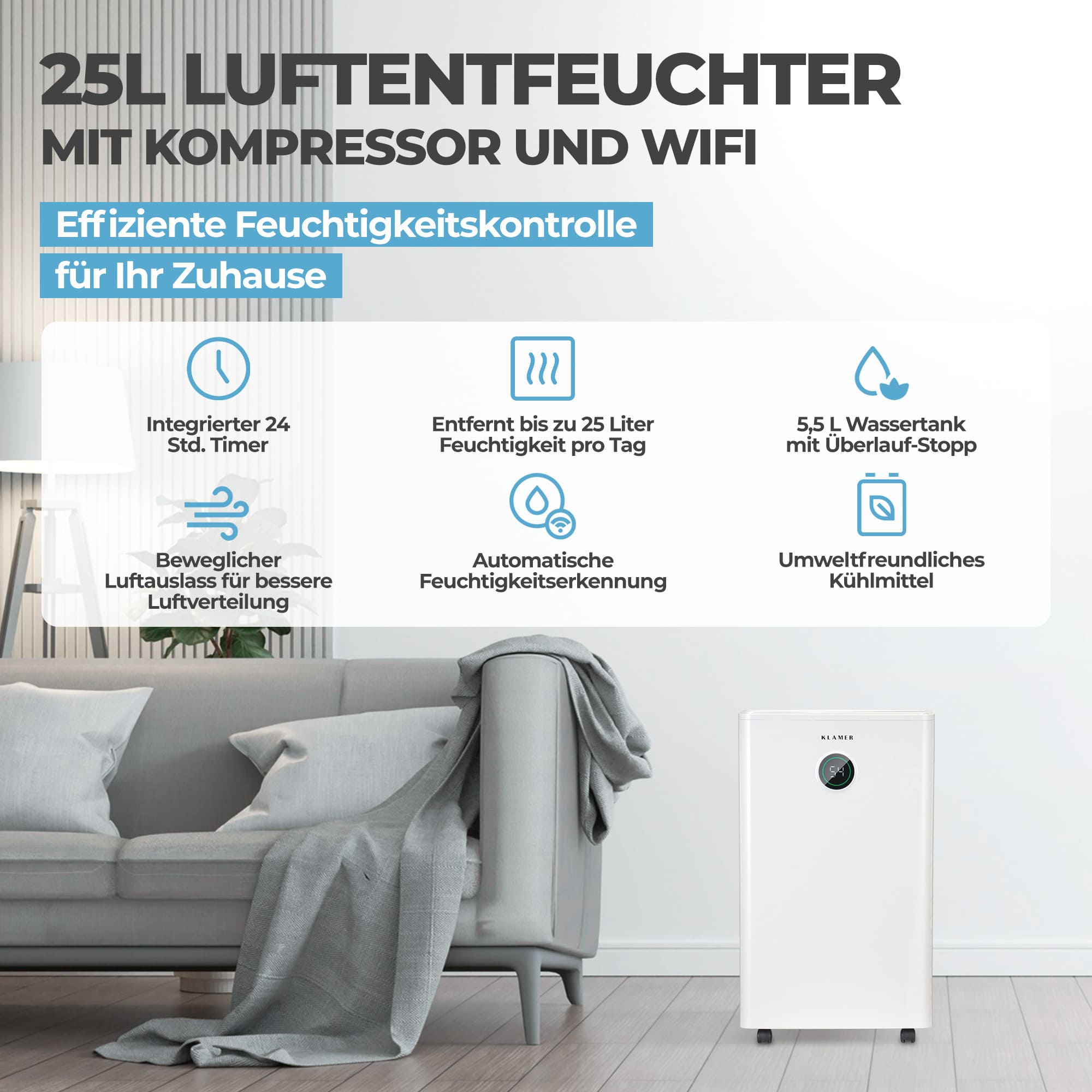Luftentfeuchter 20/25L Wifi