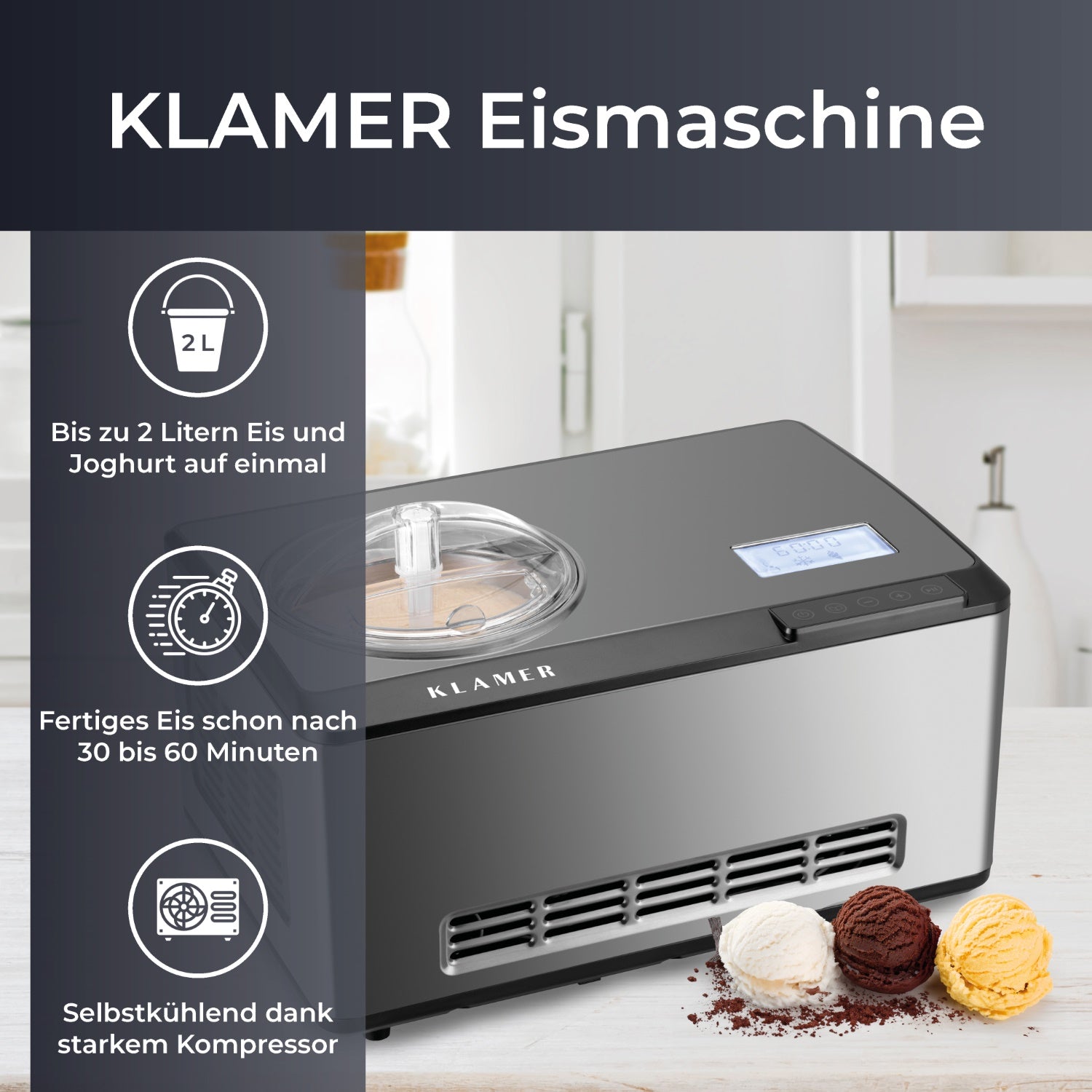 2-in-1 Eismaschine 2L
