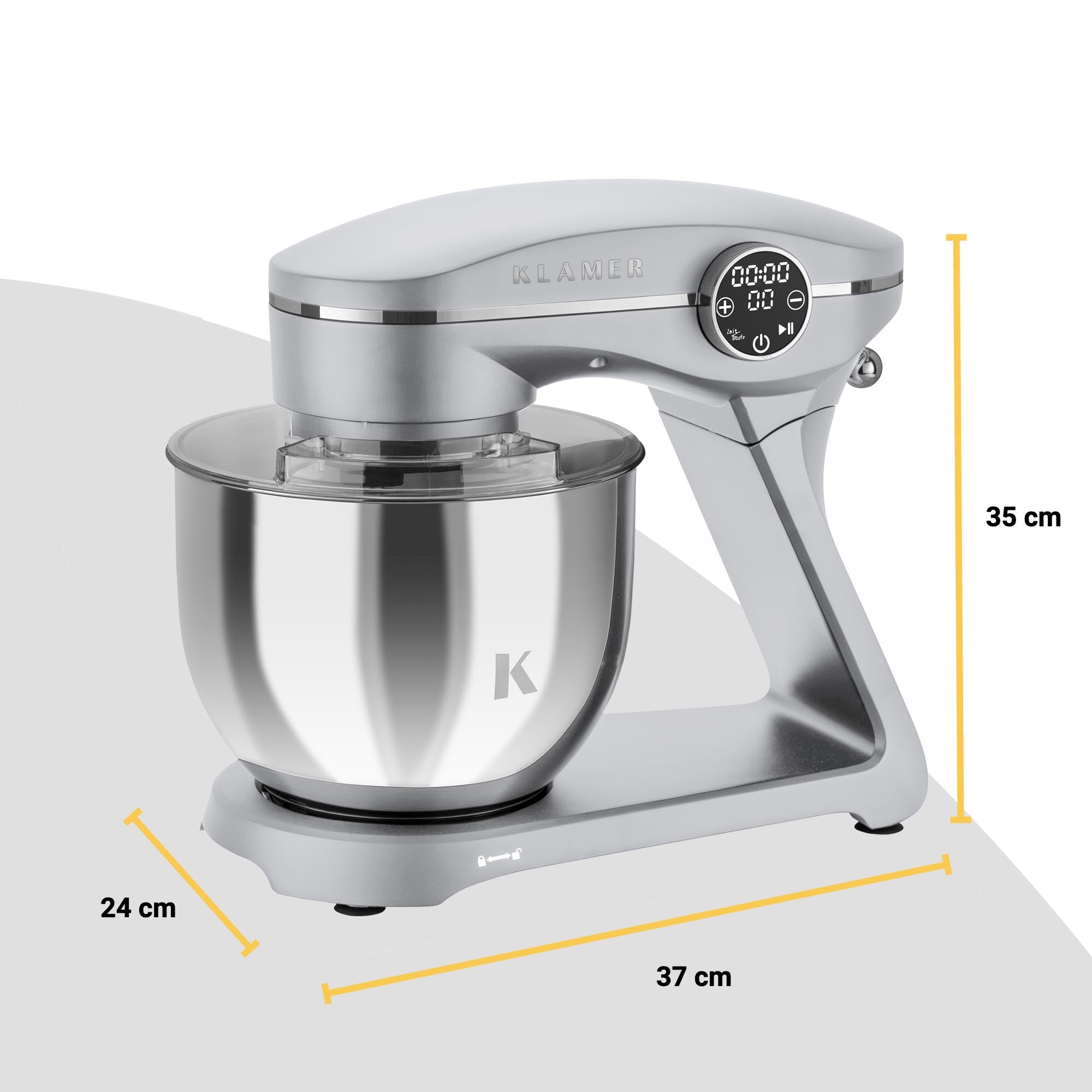 Hochleistungs-Küchenmaschine mit 1800 Watt, 7,6 kg Fassungsvermögen und 10 Geschwindigkeitsstufen.