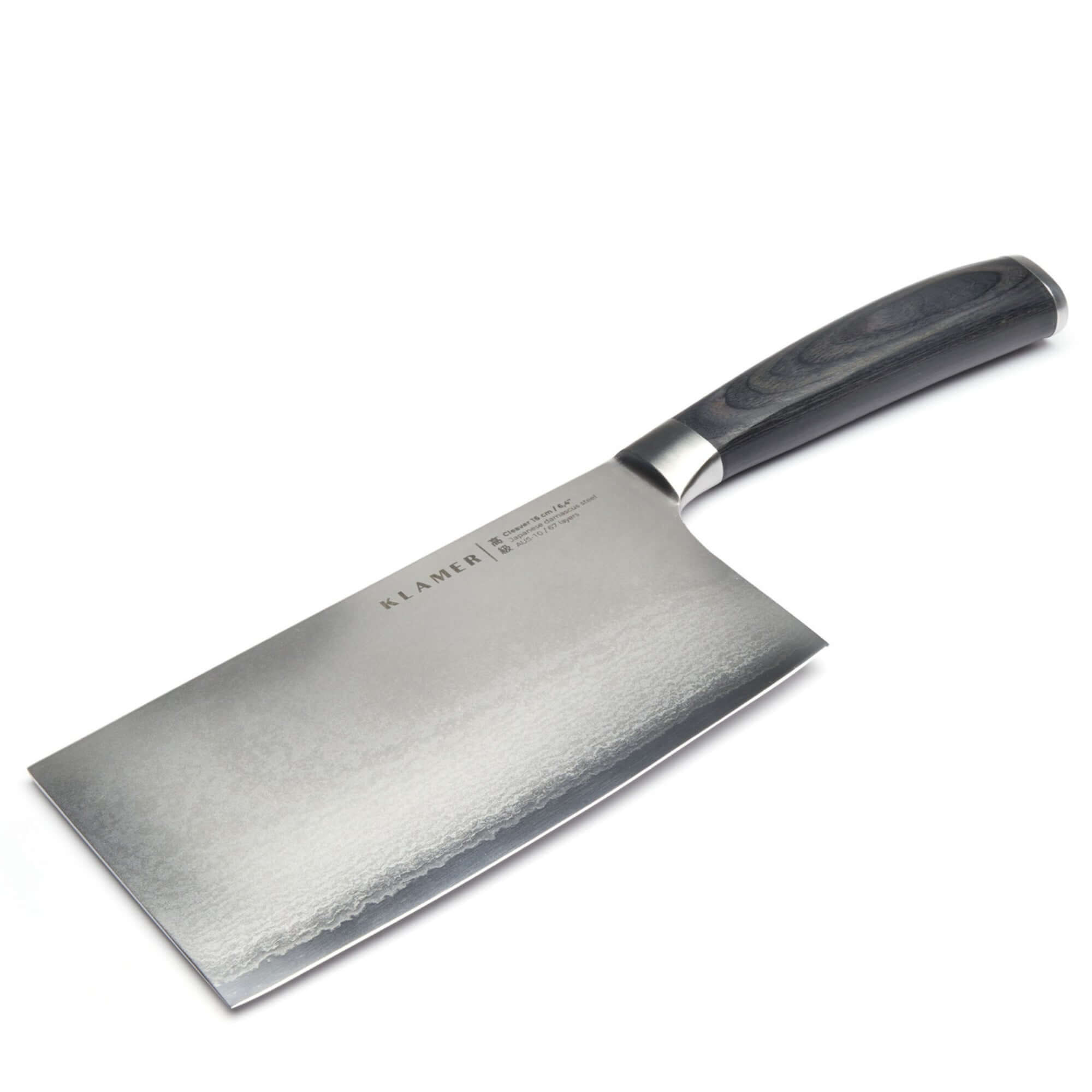 Damast Hackmesser 16cm aus japanischem Damaststahl, ideal zum Schneiden und Hacken von Fleisch, Fisch, Obst und Gemüse.