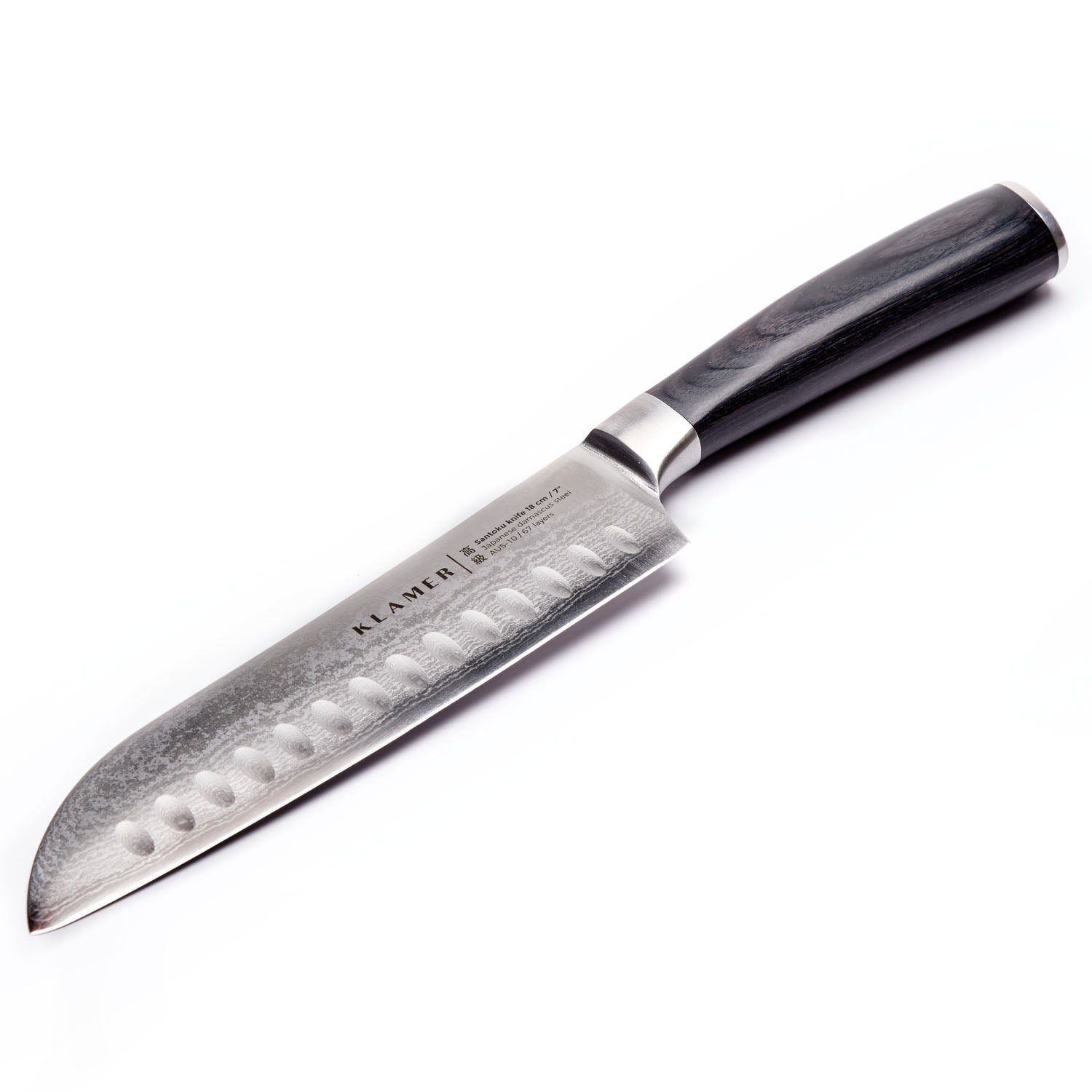 KLAMER Santoku Damastmesser japanischer Stahl 18cm