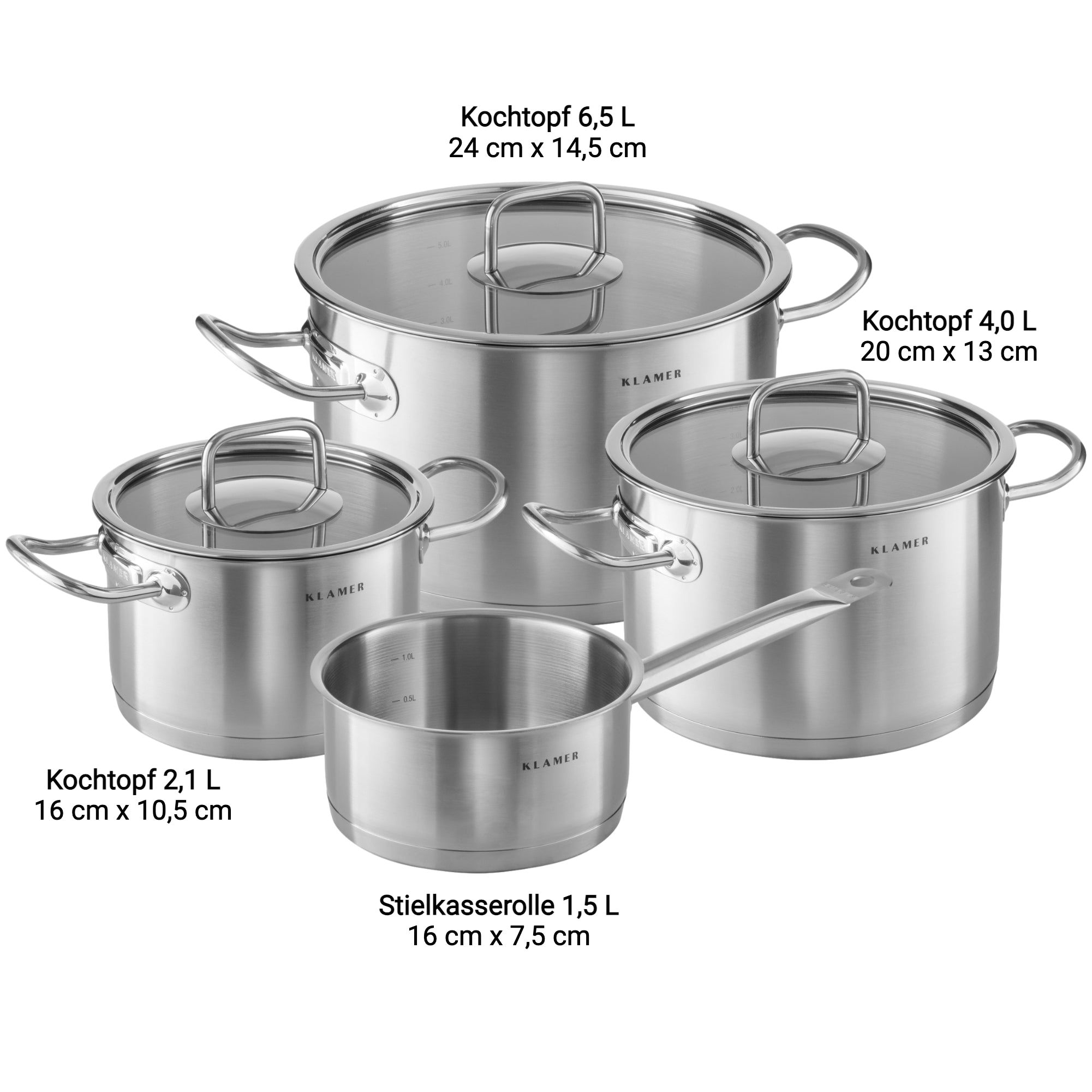 Edelstahl Topfset 4-teilig