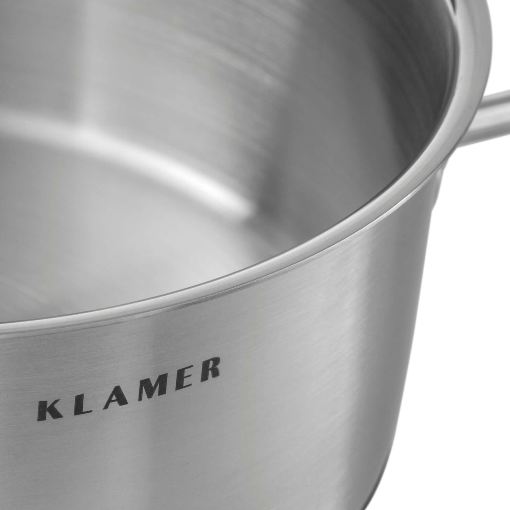 Edelstahl Topfset 4-teilig, Klamer Kochtopf mit glänzender Oberfläche und ergonomischem Griff.