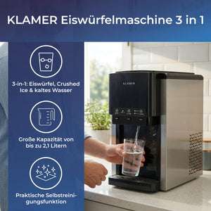KLAMER 3-in-1 Eiswürfelmaschine 3in1 Edelstahl 2,1L – Bild 2