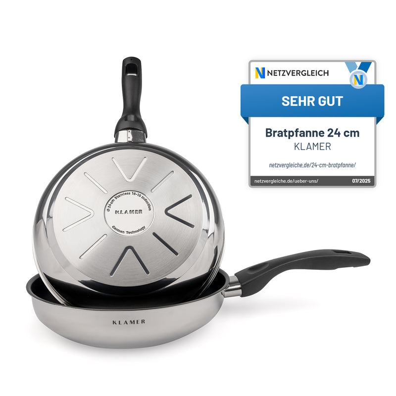 Profi Edelstahl-Bratpfanne 24cm