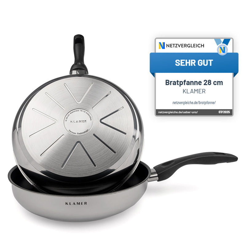 Profi Edelstahl-Bratpfanne 28cm