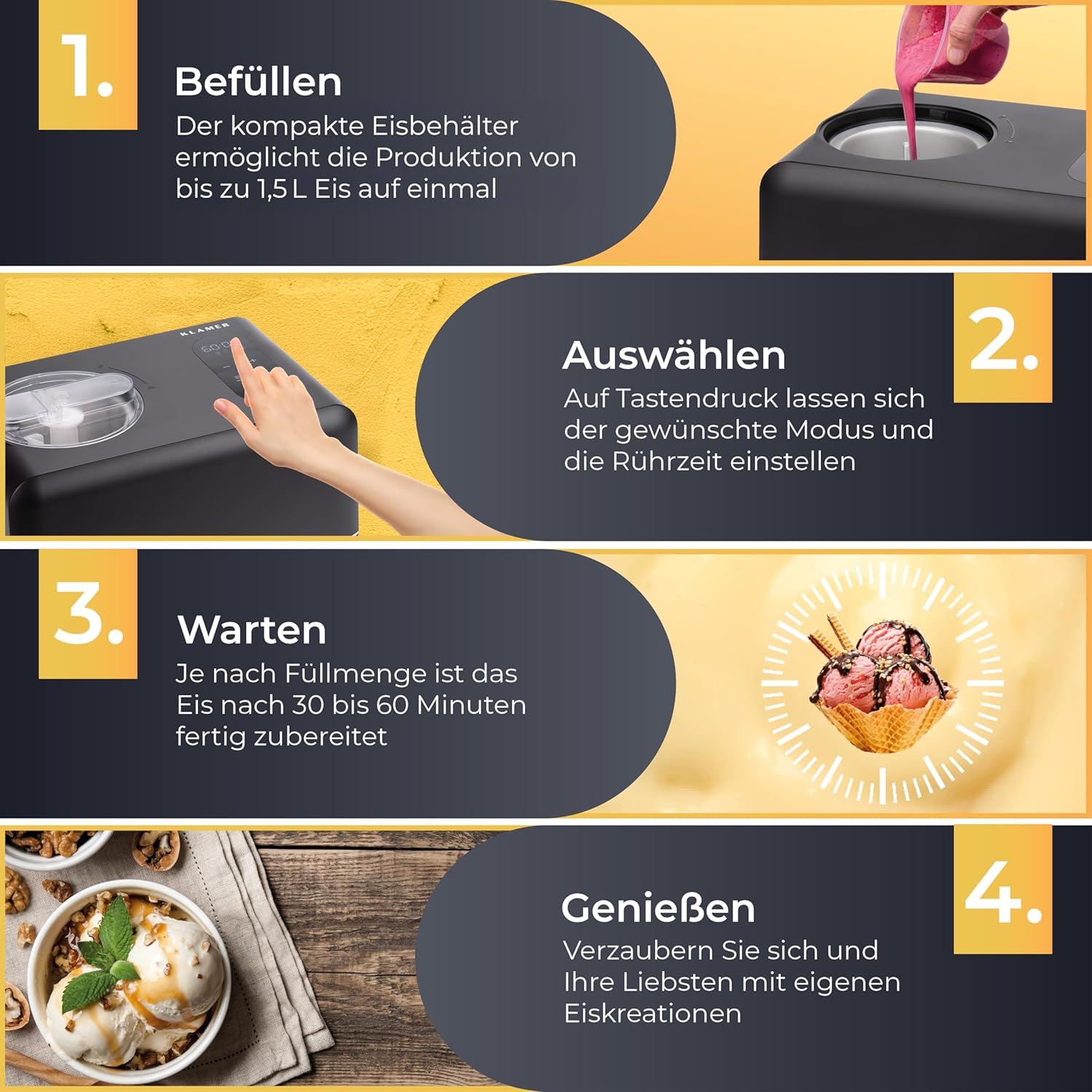 Eismaschine 3-in-1 mit 1.5L