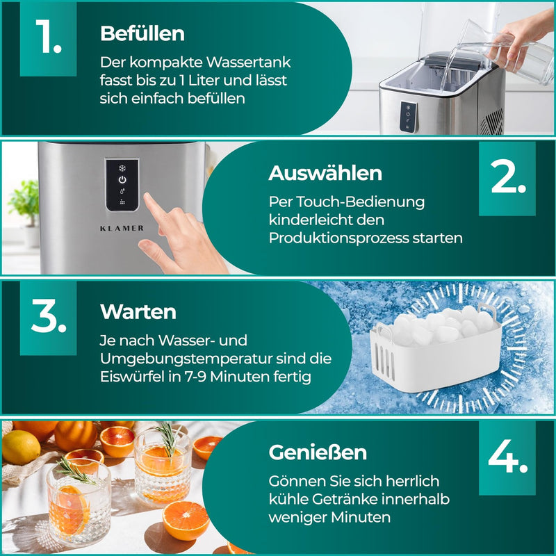 KLAMER Eiswürfelmaschine 1L Default – Bild 7