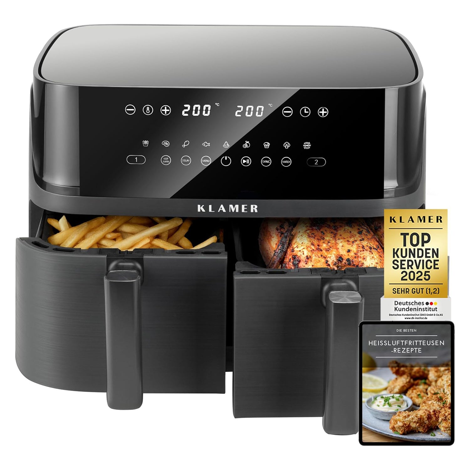 Heißluftfritteuse Duo 9L