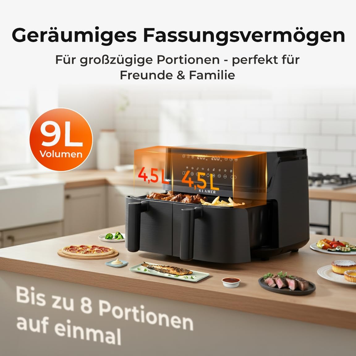 Heißluftfritteuse Duo 9L