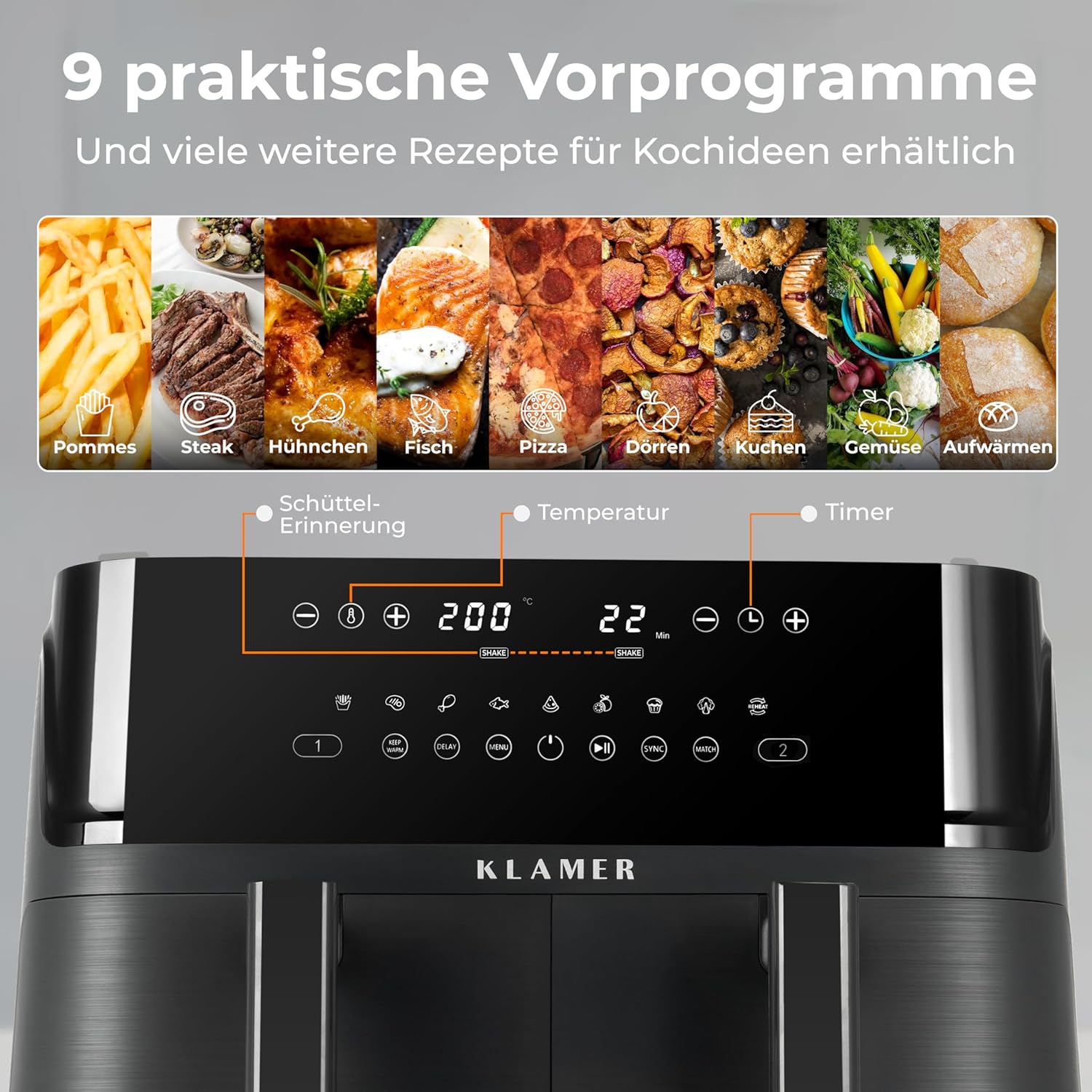 Heißluftfritteuse Duo 9L