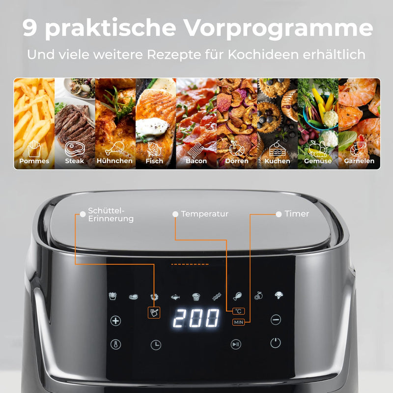 KLAMER Heißluftfritteuse XXL 7 Schwarz – Bild 2