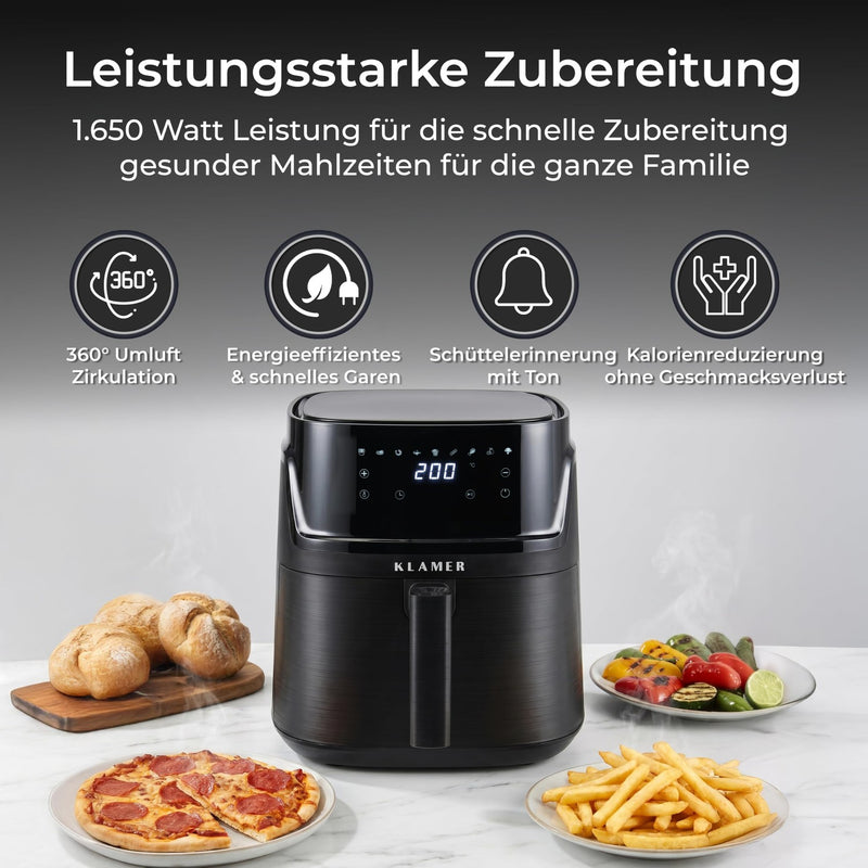 KLAMER Heißluftfritteuse XXL 7 Schwarz – Bild 3
