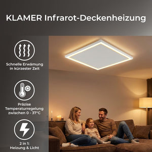 KLAMER Infrarot Deckenheizung 63 × 63 cm (400 W) – Bild 2