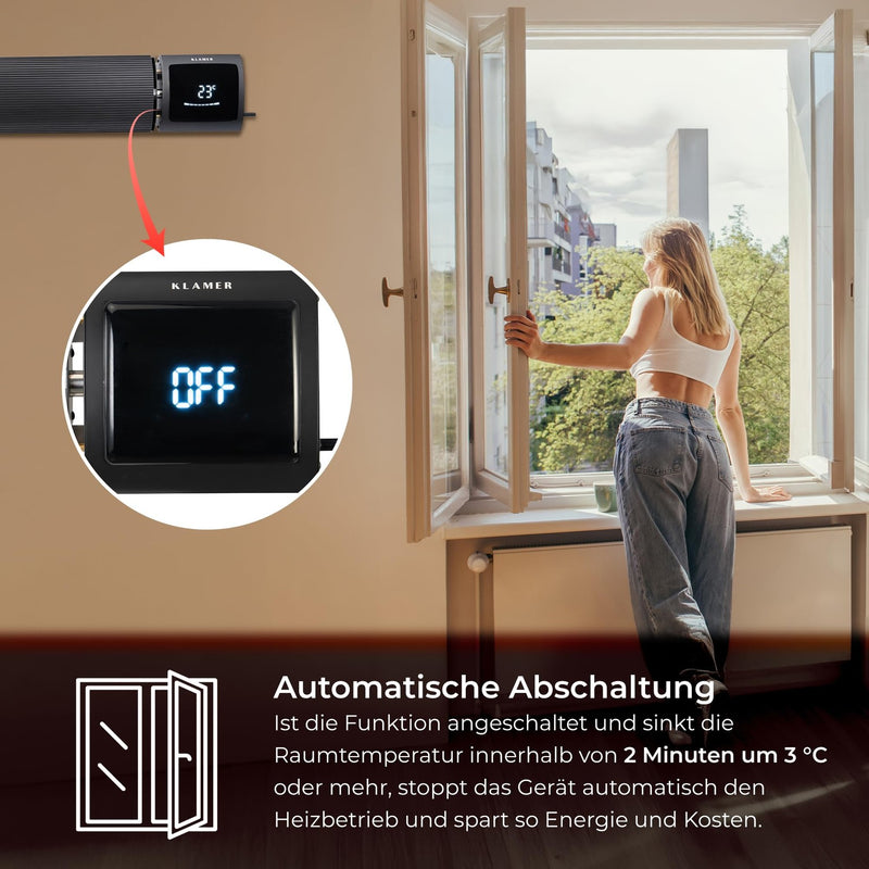 KLAMER Infrarotheizung 3200 mit WLAN Schwarz – Bild 6