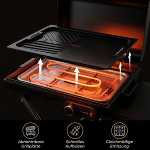 KLAMER KLAMER Elektrogrill Klappbar, Balkon & Draußen, Deckelthermometer, Rollen Standgrill – Bild 5