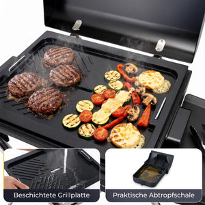 KLAMER KLAMER Elektrogrill Klappbar, Balkon & Draußen, Deckelthermometer, Rollen Standgrill – Bild 6
