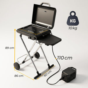 KLAMER KLAMER Elektrogrill Klappbar, Balkon & Draußen, Deckelthermometer, Rollen Standgrill – Bild 7