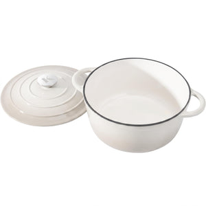 KLAMER KLAMER Gusseisen Bräter 5 L 26 cm mit Deckel, Emaille Schmortopf Induktion Creme – Bild 6