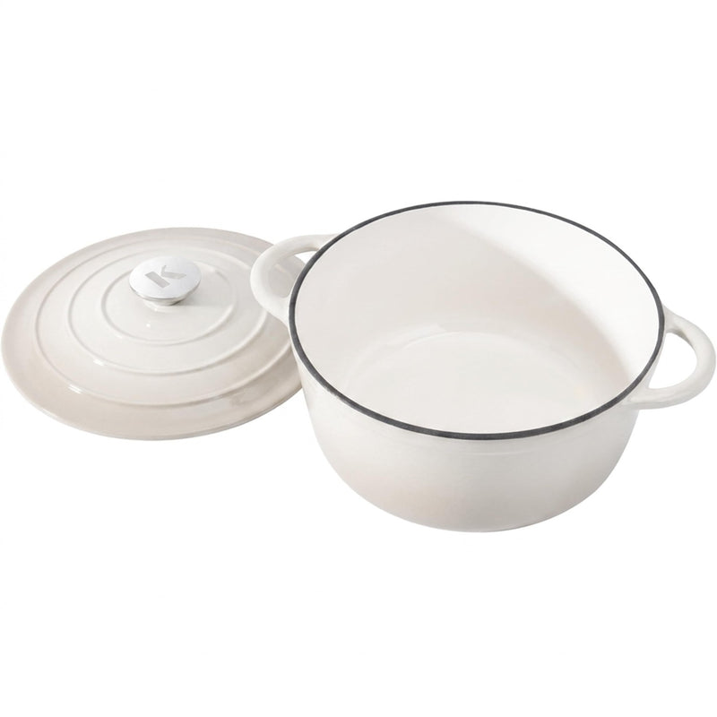 KLAMER KLAMER Gusseisen Bräter 5 L 26 cm mit Deckel, Emaille Schmortopf Induktion Creme – Bild 6