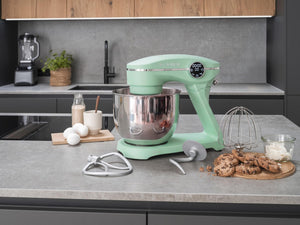 KLAMER KLAMER Küchenmaschine 1800W, Knetmaschine Brotteig mit Edelstahl-Rührschüssel 6 L, 10 Stufen mit Timer, Planetenrührwerk, Rührbesen, Knethaken, Schneebesen & Sichtdeckel (mint) Premium Mint – Bild 3