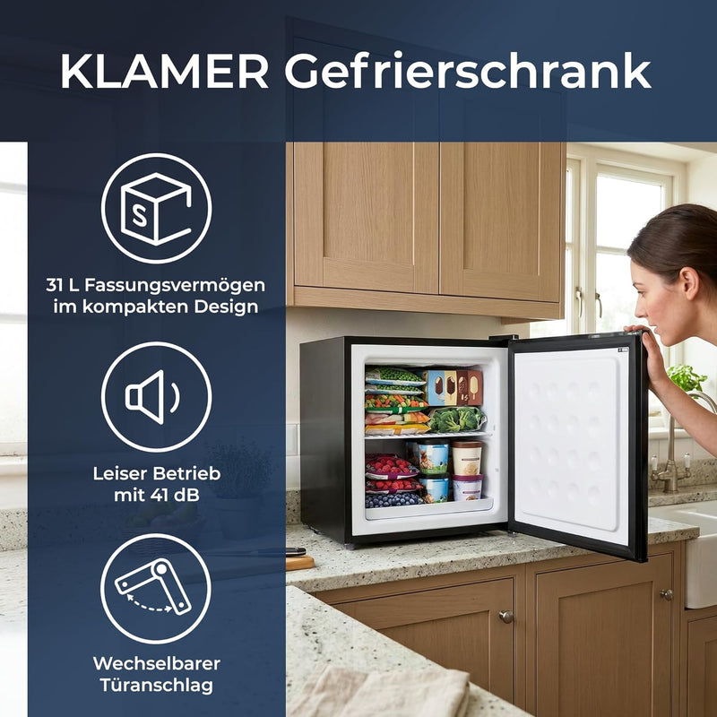 Mini Gefrierschrank 43L – Kompakt, Leise & Mit Reversibler Tür – Ideal Für Wohnung, Büro Oder Camping Büro Kühlschrank