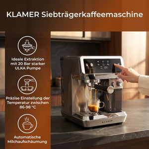 KLAMER Siebträgermaschine 20 Bar Edelstahl – Bild 2