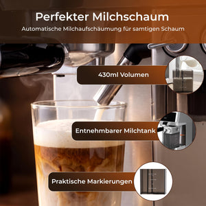 KLAMER Siebträgermaschine 20 Bar Edelstahl – Bild 5