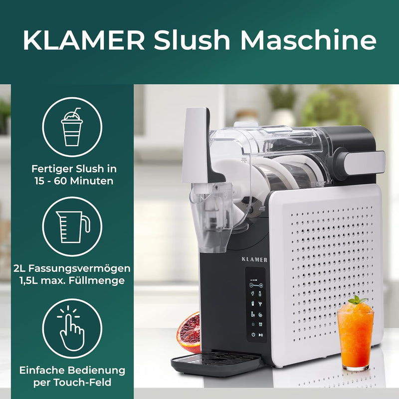 KLAMER Slush Maschine mit Touch-Bedienung für perfekten Slush-Genuss ohne Eis.