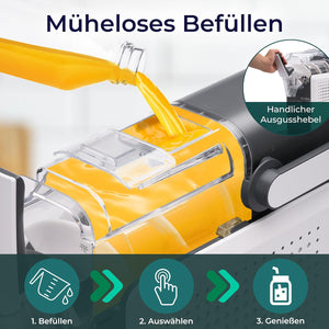 Slush Maschine mit einfachem Befüllen und Ausgusshebel für müheloses Zubereiten von Slush-Drinks.