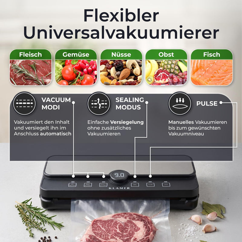KLAMER Vakuumierer L80 Edelstahl – Bild 2