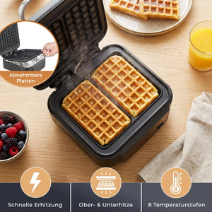 KLAMER Waffeleisen 1200W Schwarz – Bild 2