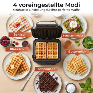 KLAMER Waffeleisen 1200W Schwarz – Bild 3