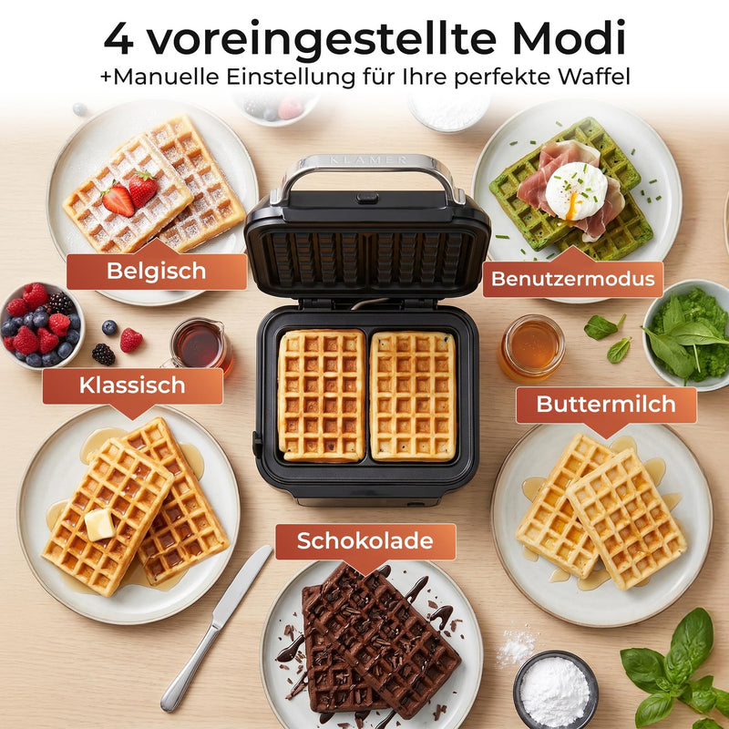 KLAMER Waffeleisen 1200W Schwarz – Bild 3