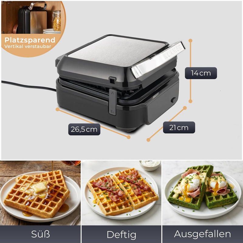 KLAMER Waffeleisen 1200W Schwarz – Bild 6
