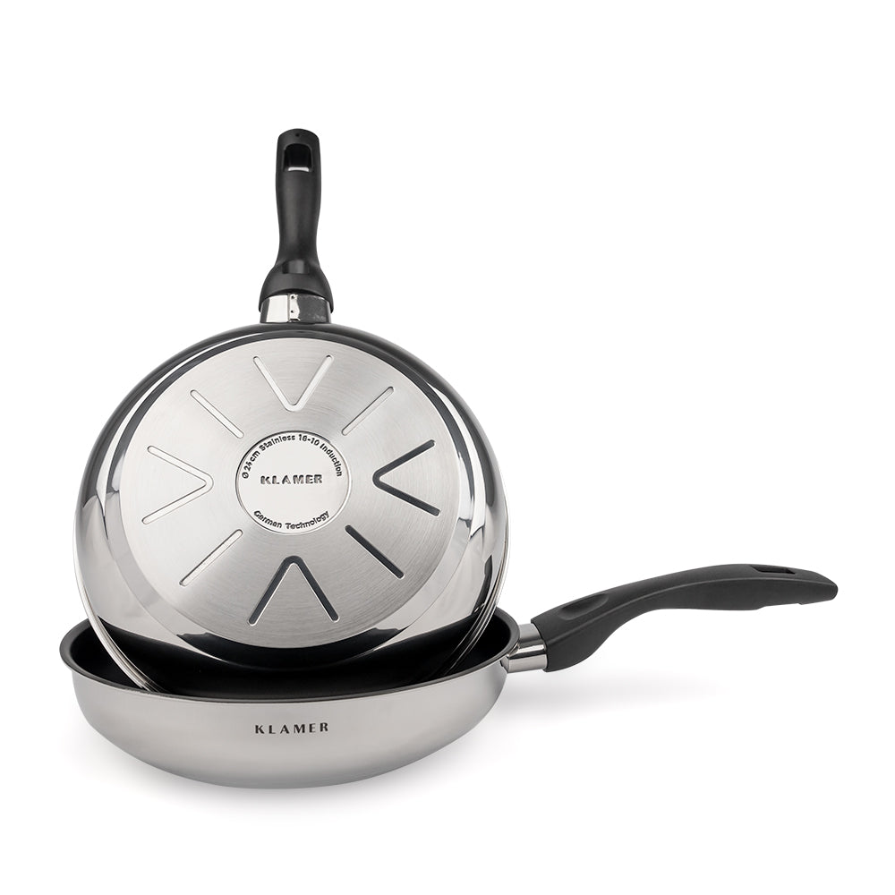 Profi Edelstahl-Bratpfanne 24cm