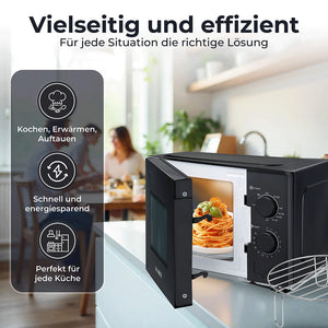 Mikrowelle mit vielseitigen Funktionen zum Kochen, Erwärmen und Auftauen in einer modernen Küche