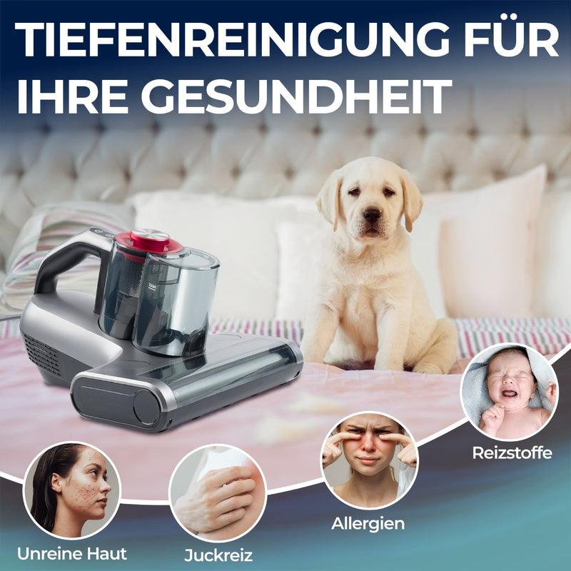 Milbenstaubsauger mit UV-Reinigungstechnologie für gesundheitliche Hygiene und Allergiebekämpfung.