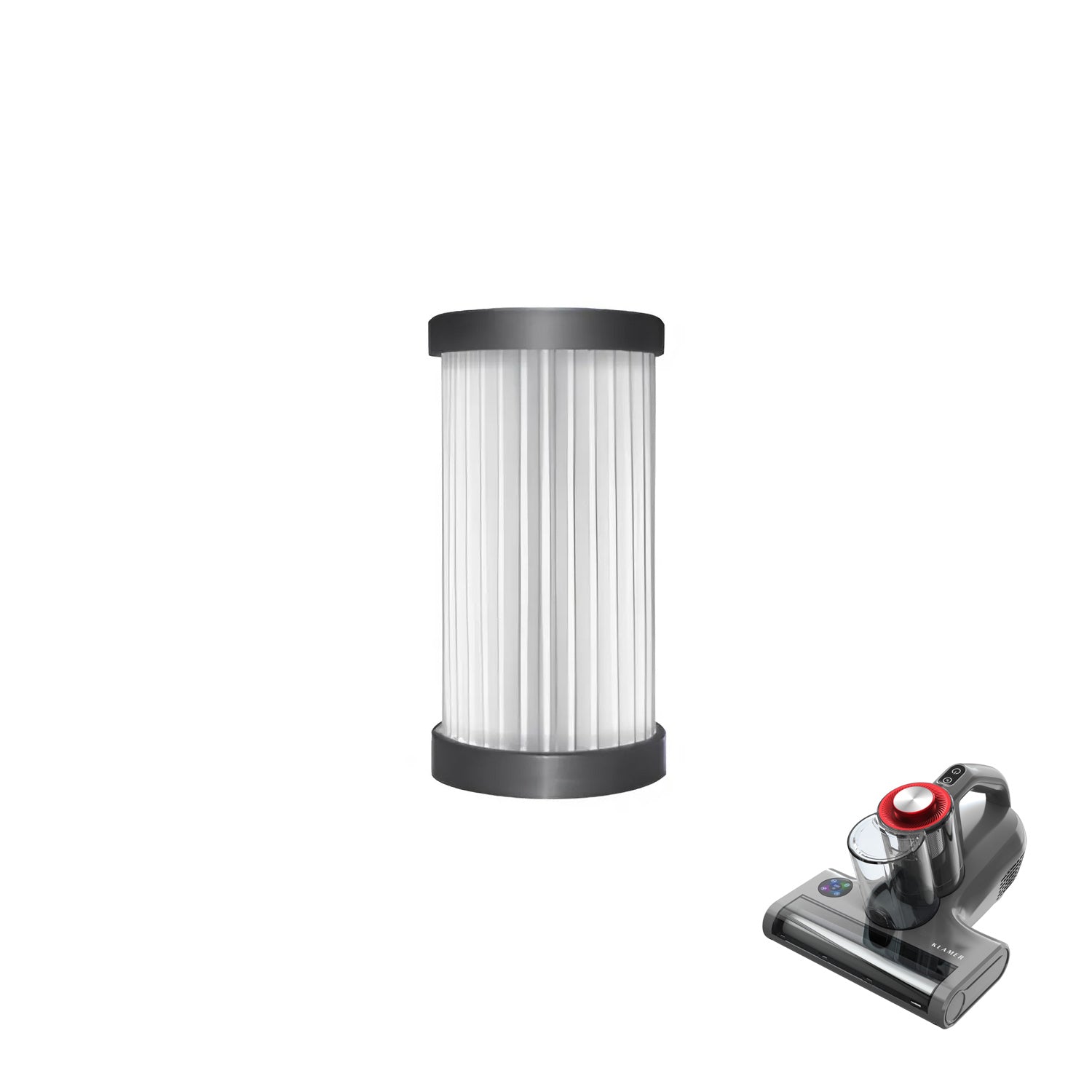 Milbenstaubsauger - HEPA Filter Ersatzteil für KLAMER Milbenstaubsauger, sichtbar im Bild.