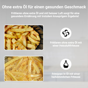 Heißluftfritteuse XL 5.5L Schwarz - Gesundes Frittieren ohne extra Öl für knusprige Ergebnisse