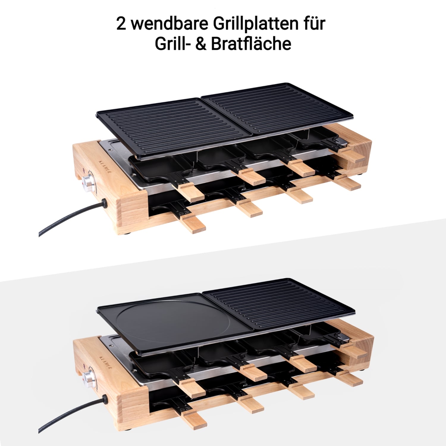 Raclette Grill Holz-Edelstahl