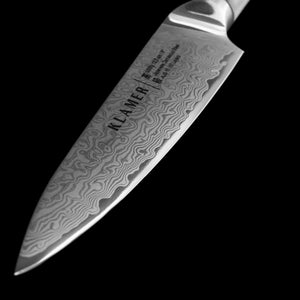 Damast Allzweckmesser 12.7cm mit Olivenholz