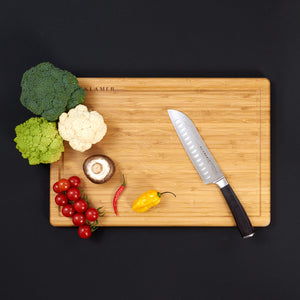 KLAMER Santoku Damastmesser japanischer Stahl 18cm