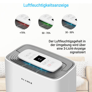 Luftentfeuchter 20/25L mit Luftfeuchtigkeitsanzeige und Digitalsteuerung im Einsatz